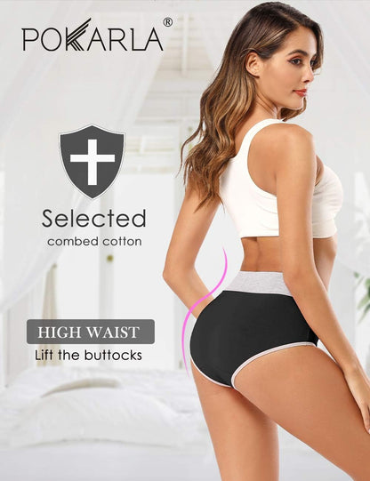 Women's High Waist Cotton Briefs - Soft, Breathable Full Coverage Underwear for Postpartum Comfort