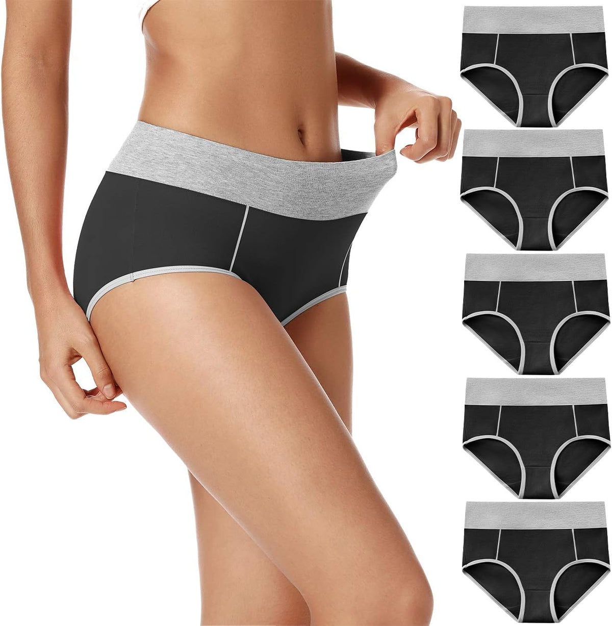 Women's High Waist Cotton Briefs - Soft, Breathable Full Coverage Underwear for Postpartum Comfort